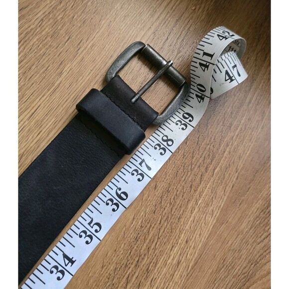 American Eagle Black Leather Work Belt  Men's Size 32 Silver Buckle - Picture 8 of 8